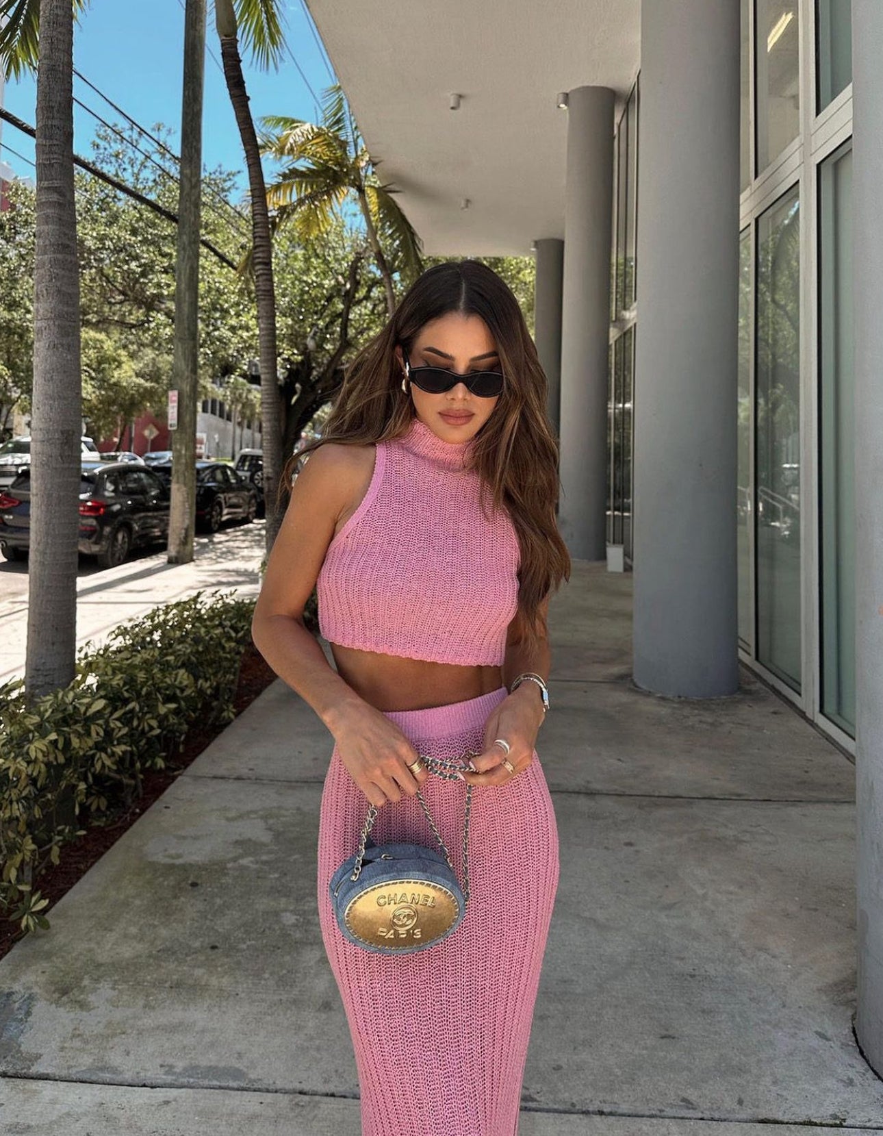 Camila Coelho - Sheer pink halter crop top in Pink