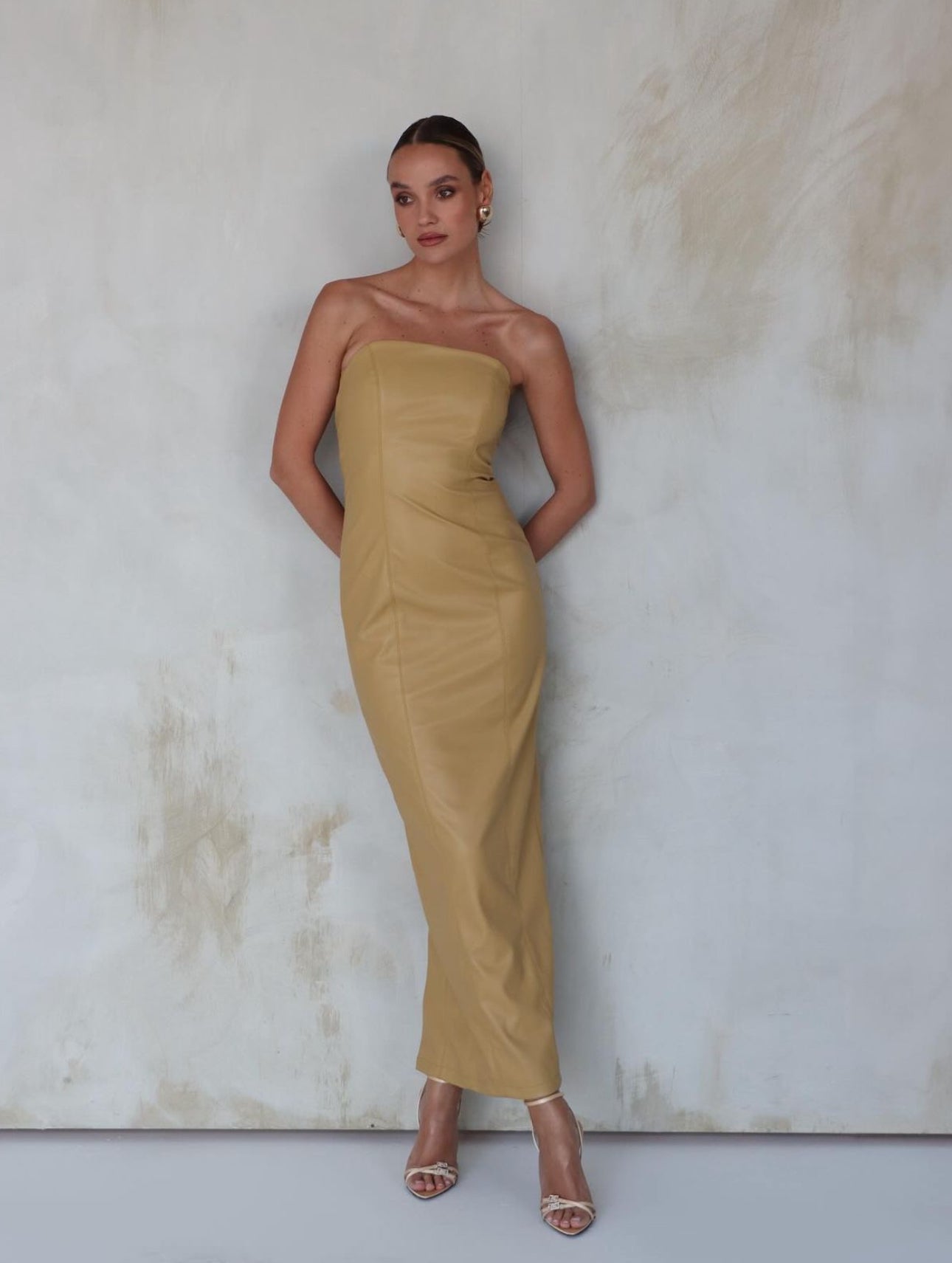 Camila Coelho - Bruna faux leather maxi dress in Citrine