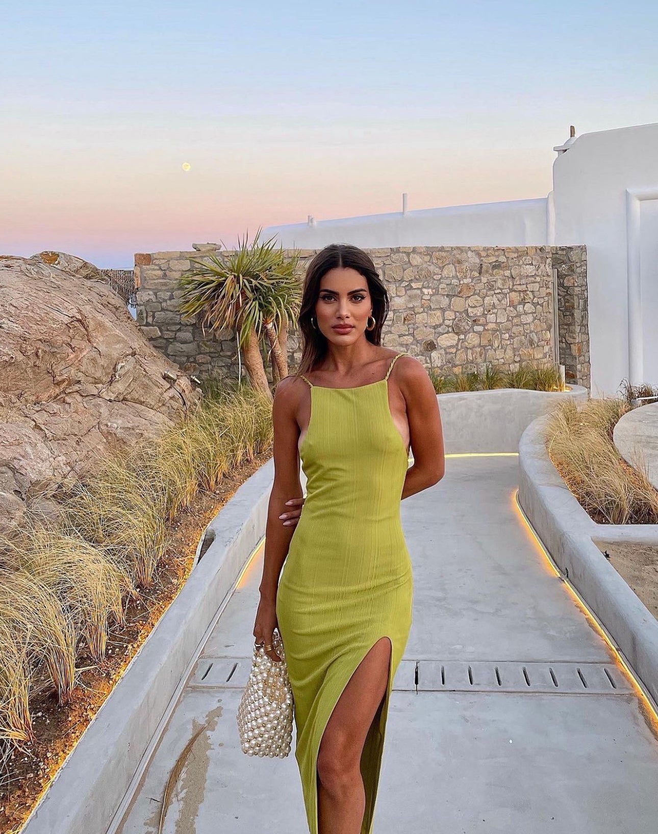 Camila Coelho - Midi dress in Yellow Green