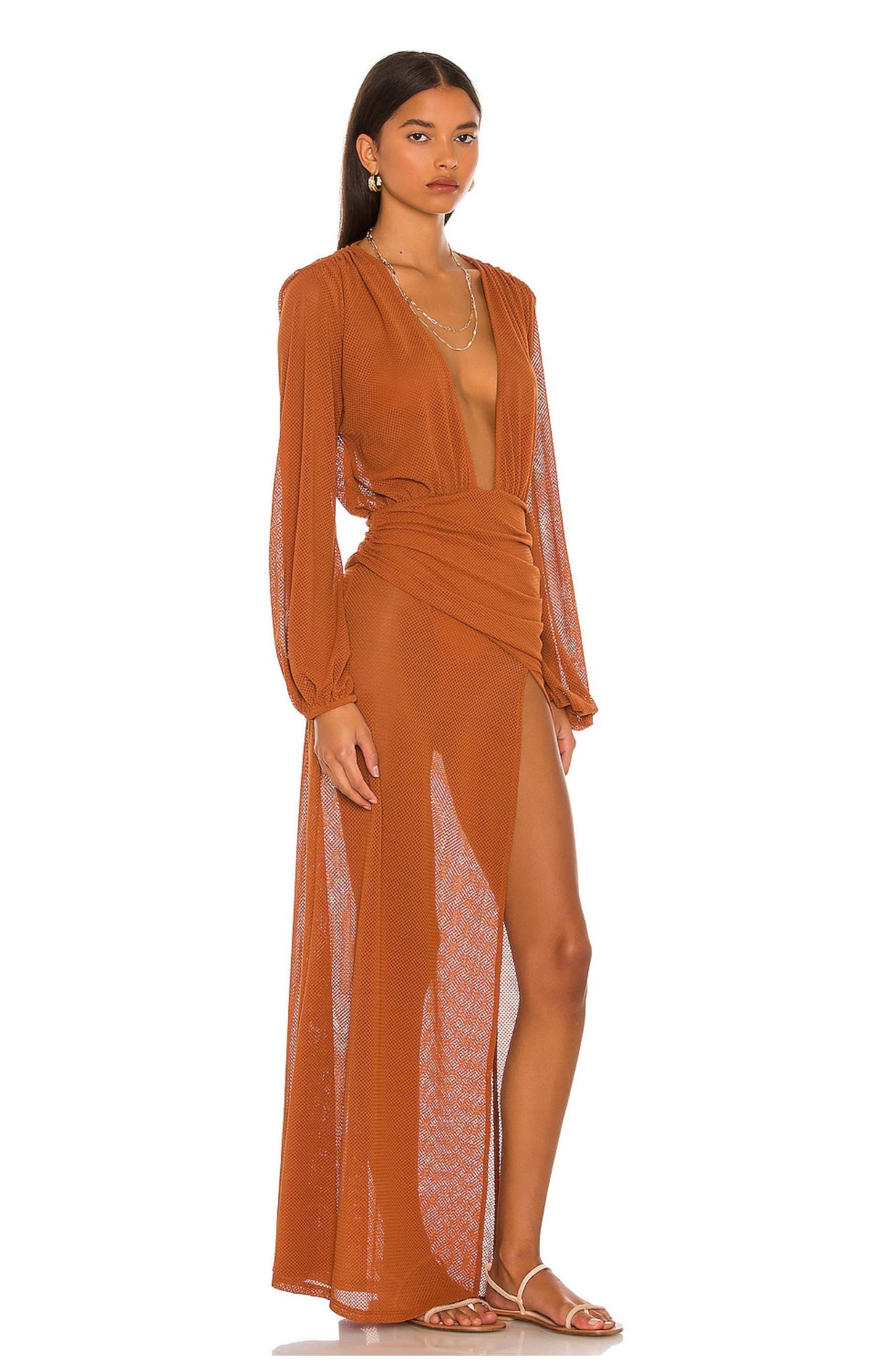 Camila Coelho - Sheer maxi dress in Hazel Brown