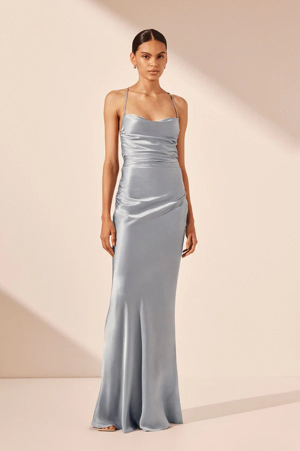 Shona Joy - Lace back maxi dress in Powder Blue