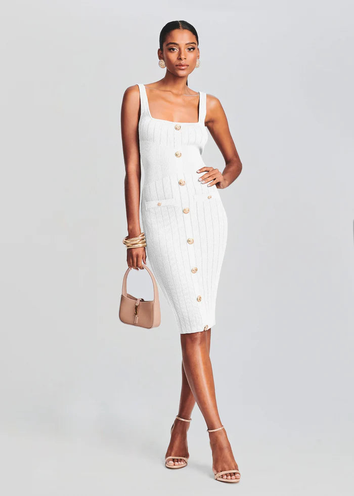 Retrofete - Laney knit dress in White & Gold