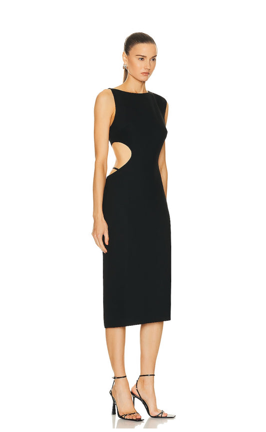 ST. AGNI - Arc cut out midi dress in Black