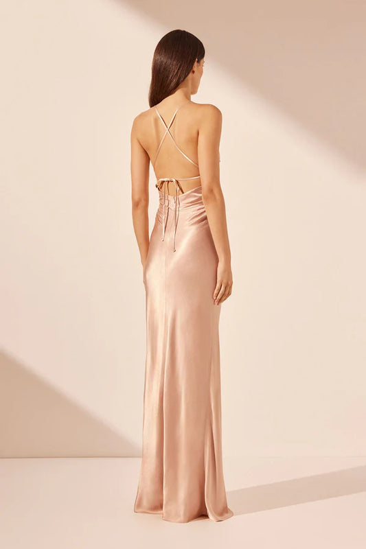 Shona Joy - Lace back maxi dress in Desert Rose