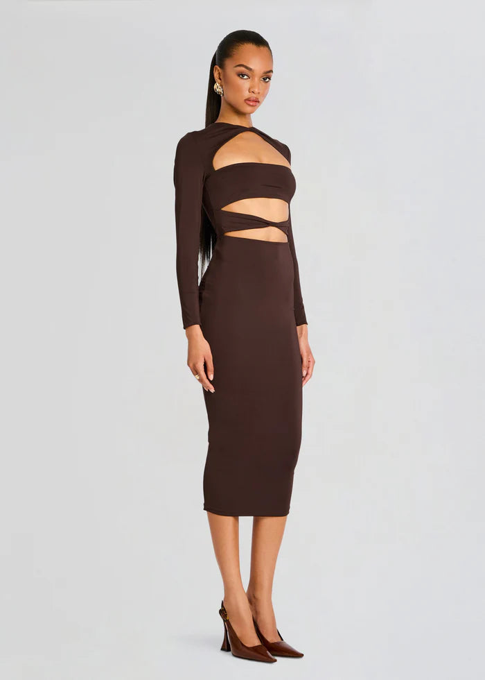 SER.O.YA - Karma midi dress in Ash Brown