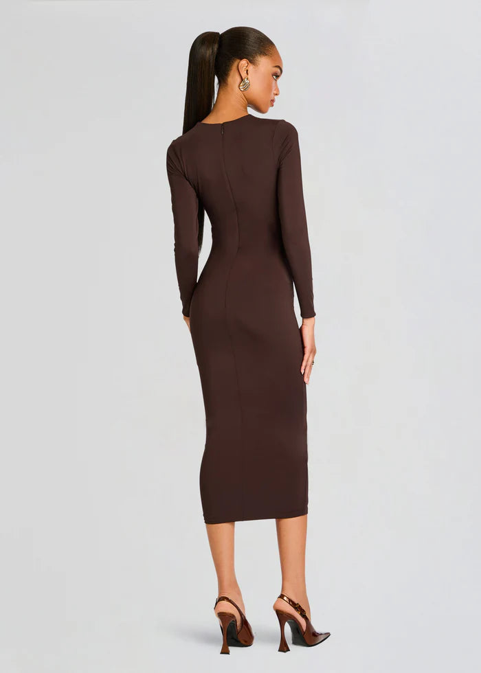 SER.O.YA - Karma midi dress in Ash Brown