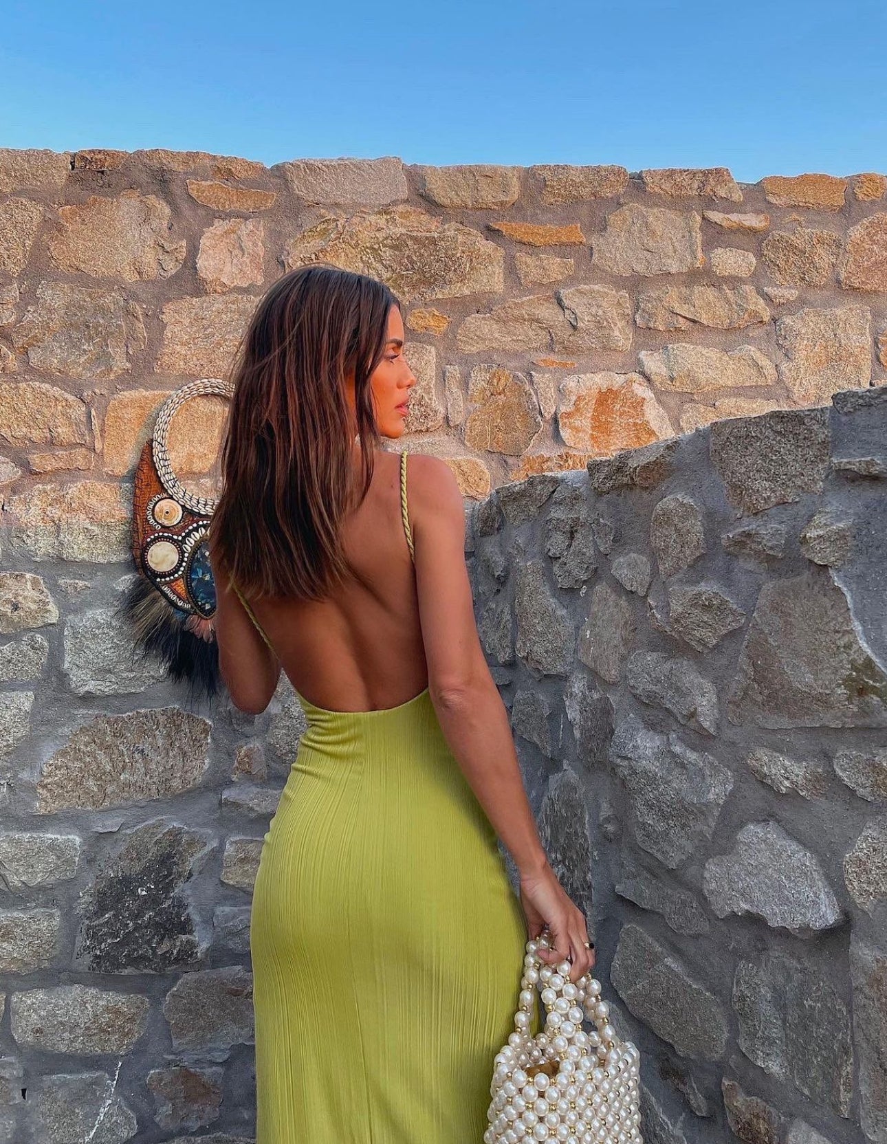 Camila Coelho - Midi dress in Yellow Green