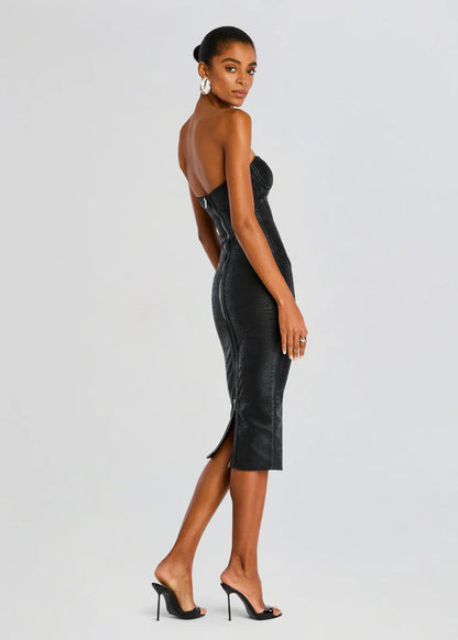 Retrofete - Charlize coated knit strapless midi dress in Black