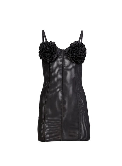 Fleur Du Mal - Rose mini cup dress in Black