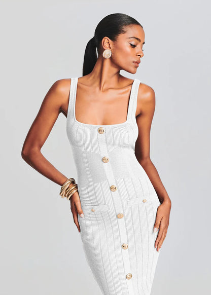 Retrofete - Laney knit dress in White & Gold