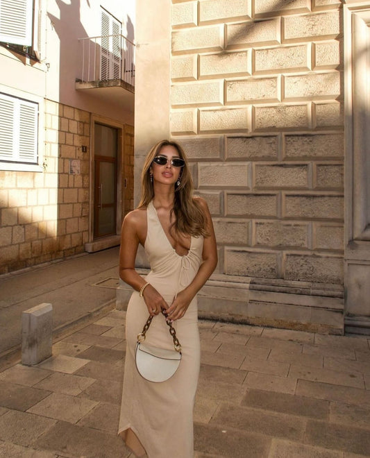 Camila Coelho - Halter neck midi dress in Cream