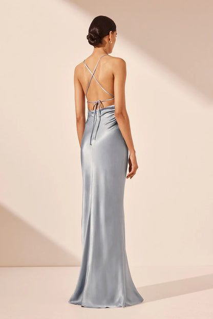 Shona Joy - Lace back maxi dress in Powder Blue