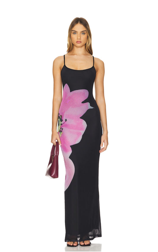 MTC - Flower maxi dress in Black