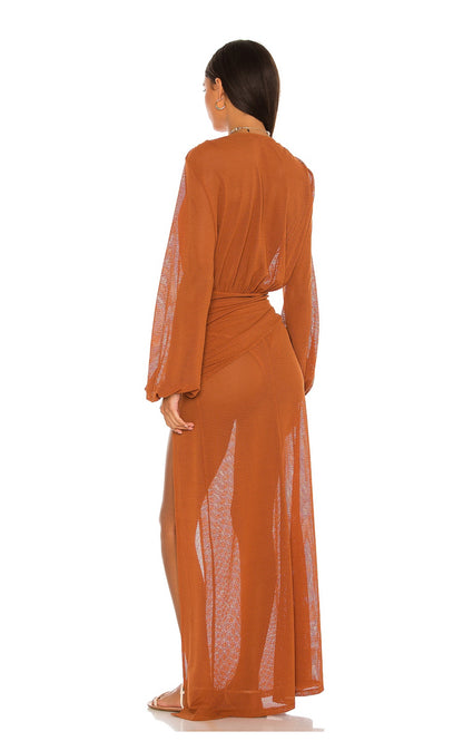 Camila Coelho - Sheer maxi dress in Hazel Brown